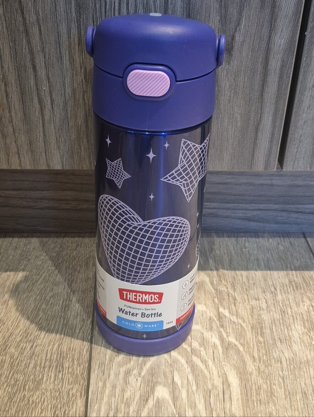 Thermos Kids Stainless Steel Vacuum Insulated Funtainer Water Bottle Star 16 Oz
